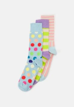 Happy Socks BLOCKED BIG STRIPE UNISEX 3 PACK - Skarpety - Light Pink/light Blue/purple
