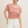 Tom Tailor GROSSEM AUSSCHNITT - T-shirt Z Nadrukiem - Nude Rose