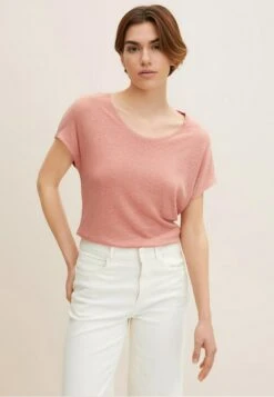Tom Tailor GROSSEM AUSSCHNITT - T-shirt Z Nadrukiem - Nude Rose