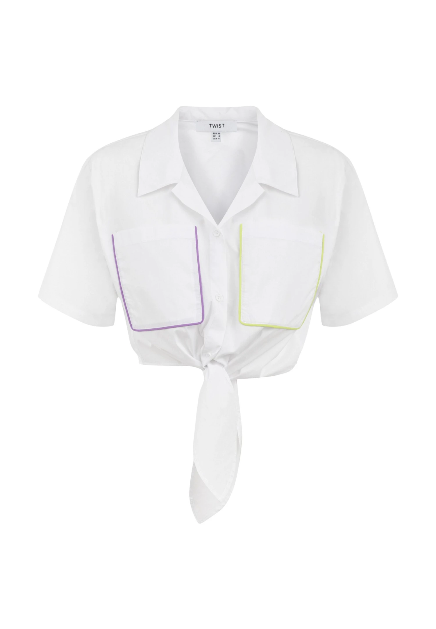 Twist REGULAR FIT COLORED WITH PIPING - Koszula - White 5 Twist REGULAR FIT COLORED WITH PIPING - Koszula - White - obrazek 5