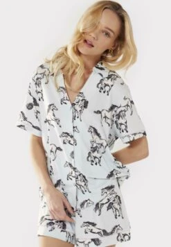 PASTEL WILD HORSES BUTTON UP SET - Piżama - Blue -Fashion Pol 128922c87511427b864aea310db13ee5