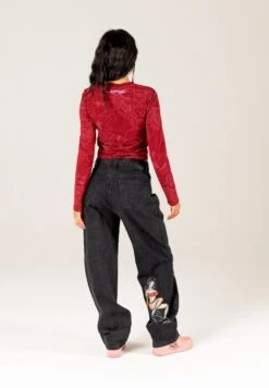 Ed Hardy PANTHER SIREN BOYFRIEND - Jeansy Straight Leg - Washed Black -Fashion Pol 140a36e292504c42ae5bed8aa043d01c