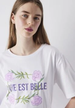 Ipekyol REGULAR FIT SLOGAN EMBROIDERED - T-shirt Z Nadrukiem - White -Fashion Pol 14ba311dac764a568d6aca8ac408b518