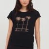 B.young BYSAMIA PALM TSHIRT - T-shirt Z Nadrukiem - Black