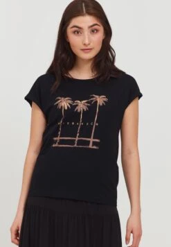 B.young BYSAMIA PALM TSHIRT - T-shirt Z Nadrukiem - Black
