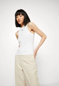 Calvin Klein Jeans MICRO MONOLOGO RACER BACK - Top - Bright White 9 Calvin Klein Jeans MICRO MONOLOGO RACER BACK - Top - Bright White -Fashion Pol 17dcc67fea9c4e0394d584cae66a8e22