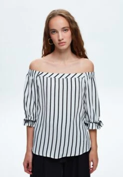 LACE DETAILED STRIPED - Bluzka - Striped Bone