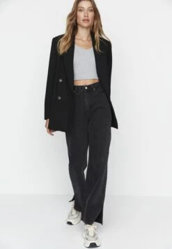 Trendyol Jeansy Straight Leg - Black
