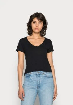 American Vintage JACKSONVILLE V NECK TEE - T-shirt Basic - Noir