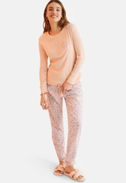 Women'secret BLOOM LONG WITH FLORAL PRINT - Piżama - Orange