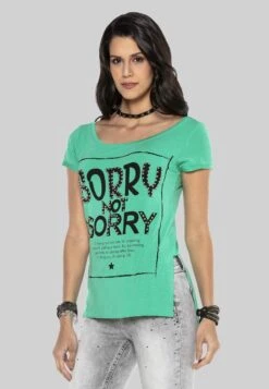 Cipo & Baxx MIT RÜCKENDEKOLLETÉ - T-shirt Z Nadrukiem - Grün -Fashion Pol 400a19ff302a444281ea0747fc88b5da