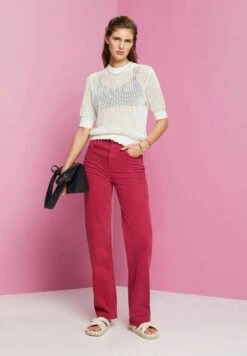 Edc By Esprit MIT HOHEM BUND UND GERADEM BEIN - Jeansy Dzwony - Dark Pink -Fashion Pol 42812f1497484df1b55f6218eec001b4