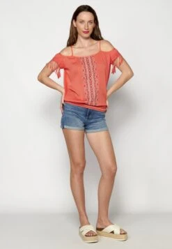 Koroshi HIGH SUMMER - Bluzka - Coral -Fashion Pol 59975aec3dc64a619135fa9c76f7d969