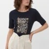 S.Oliver REHAUSSÉ D’UN IMPRIMÉ À EFFET - T-shirt Z Nadrukiem - Navy