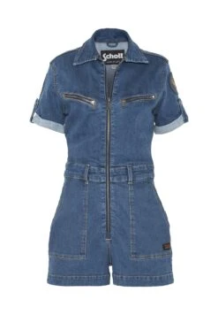 Schott PATCHED SHORT - Kombinezon - Denim -Fashion Pol 6685262c5cdc467290d17d57f397eaab