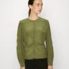 Scotch & Soda RUCHED WAIST BLOUSE WITH EXTENDED SHOULDER - Bluzka Z Długim Rękawem - Army Green