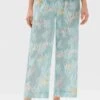Oysho FLORAL - Spodnie Od Piżamy - Turquoise
