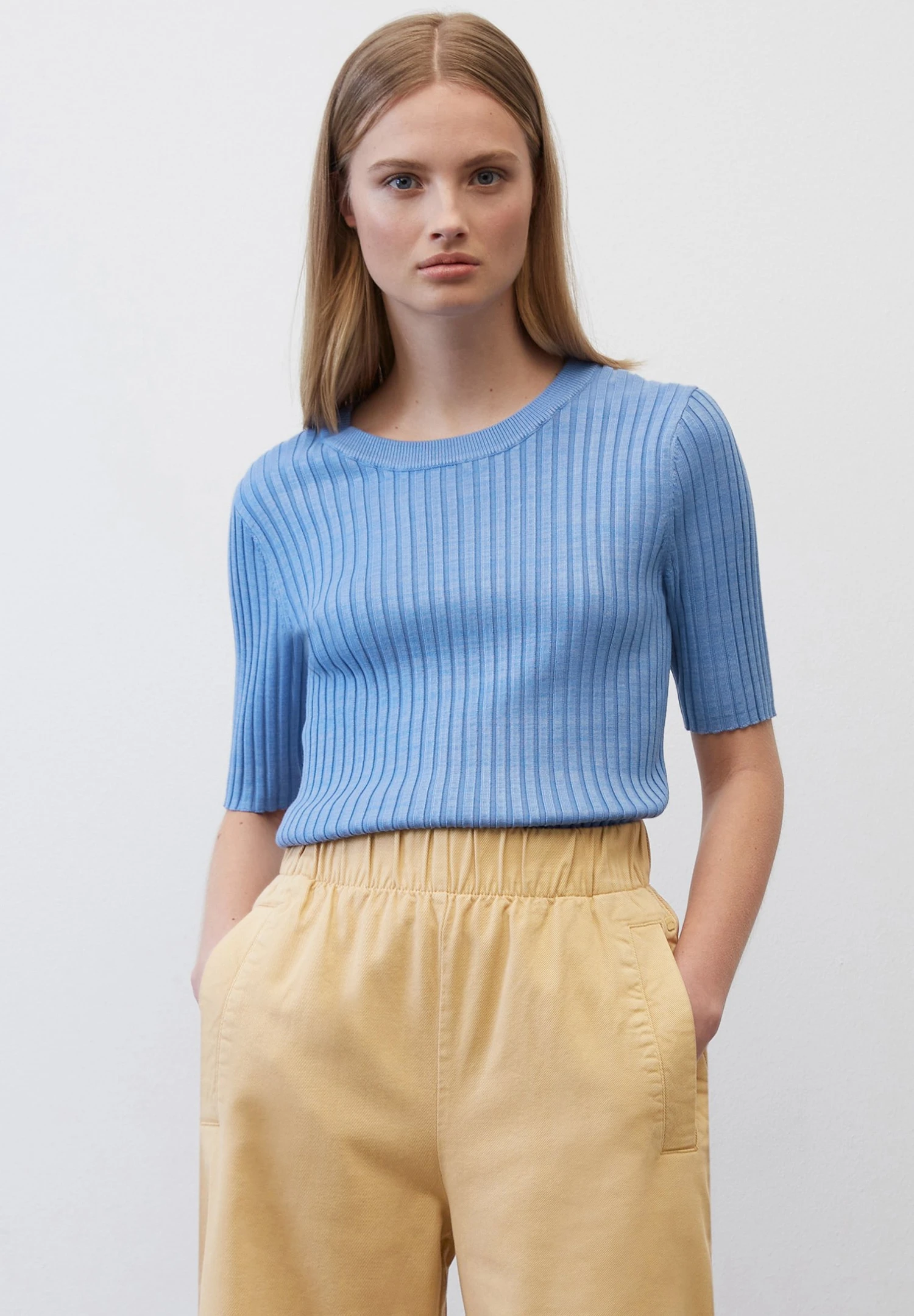 Marc O'Polo DENIM SHAPED AUS - T-shirt Basic - Soft Sky Blue 1 Marc O'Polo DENIM SHAPED AUS - T-shirt Basic - Soft Sky Blue