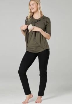 UMSTANDSPYJAMA MIT STILLFUNKTION - Piżama - Khaki Schwarz -Fashion Pol 778af1a3bcb4478ab589cd5fbc19a95e