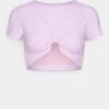 Seafolly SORRENTO STRIPE SHORT SLEEVE RING CROP TOP - Koszulka Do Spania - Parfait Pink
