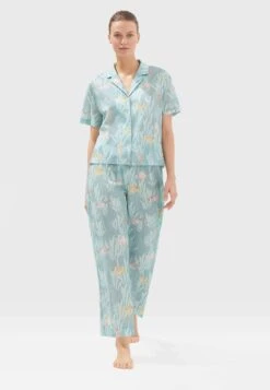 Oysho FLORAL - Spodnie Od Piżamy - Turquoise -Fashion Pol 7bc32fbe8cf9432887682a72c89441f3