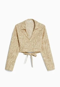 BERSHKA LONG SLEEVE BLEND - CROSSOVER - Bluzka - Sand -Fashion Pol 7ea22d95c752409db2363bce7a7b3c14