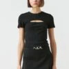 Koton CUT OUT DETAIL SHORT SLEEVE - T-shirt Z Nadrukiem - Black
