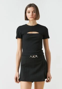 Koton CUT OUT DETAIL SHORT SLEEVE - T-shirt Z Nadrukiem - Black