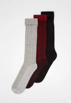 URBAN CLASSICS COSY SOCKS 3 PACK - Skarpety - Black/grey/burgundy