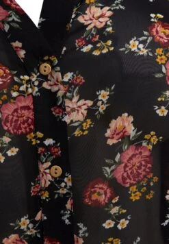 Zizzi MED V-UDSKÆRING OG PRINT - Bluzka - Black Red Flower -Fashion Pol 8d60800cc7e0499d9064334c45bd40d9