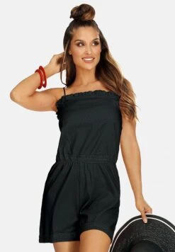 BOHO STYLE - Kombinezon - Krótki Czarny Haftowany