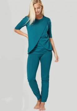 UMSTANDSPYJAMA MIT STILLFUNKTION - Piżama - Flaschengrün