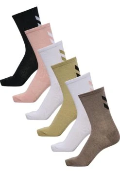 Hummel HMLLEGACY CHEVRON 6-PACK - Skarpety Sportowe - Moon Rock Sage Green Sirocco