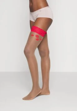 Hunkemöller 15 DEN LOVE ME TEASE ME - Podkolanówki - Red