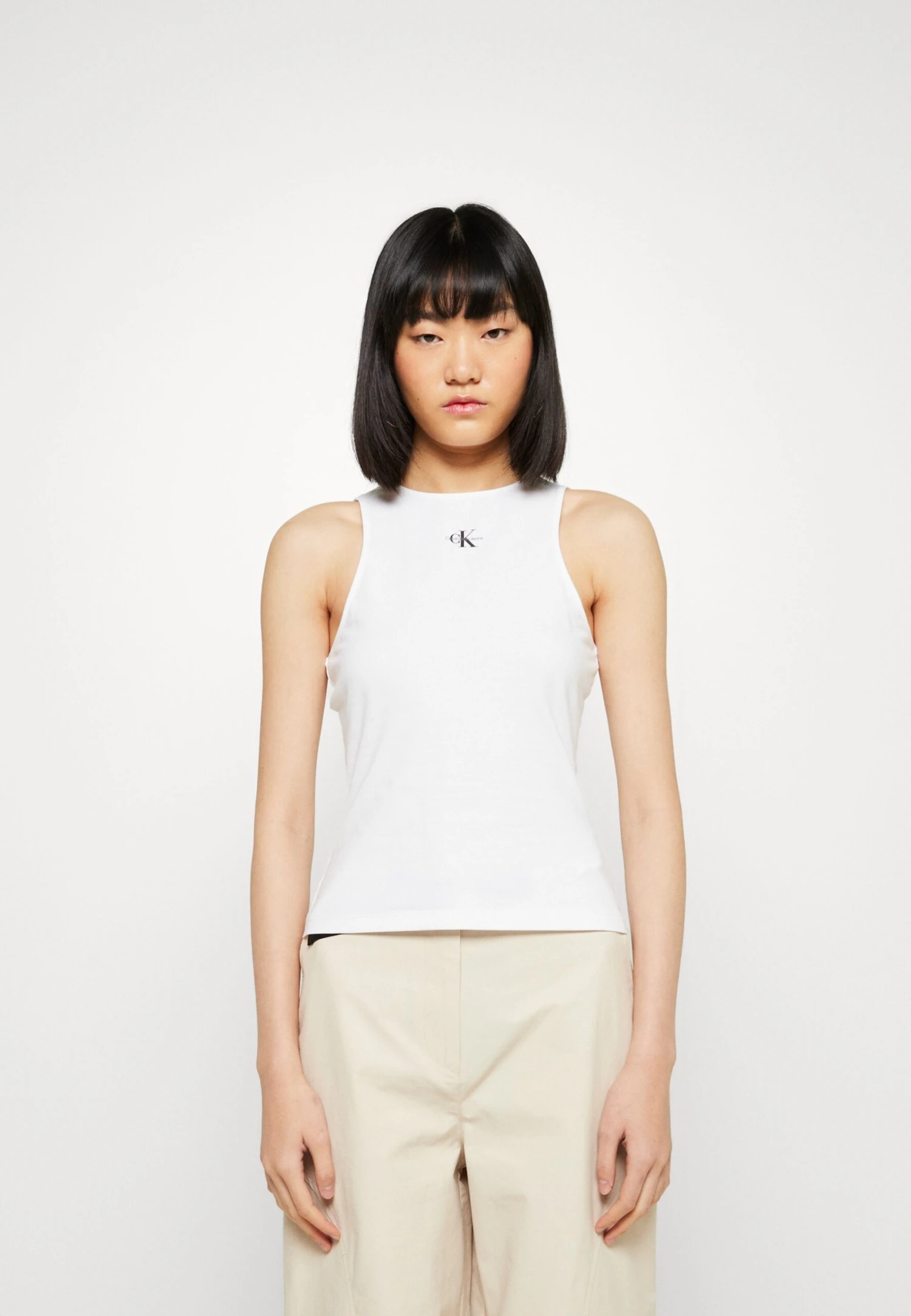Calvin Klein Jeans MICRO MONOLOGO RACER BACK - Top - Bright White 1 Calvin Klein Jeans MICRO MONOLOGO RACER BACK - Top - Bright White
