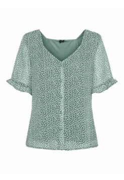 Vero Moda KURZARM GEPUNKTETES - Bluzka - Chinois Green -Fashion Pol a3b676f046bb4b23a52130b23a1a9295