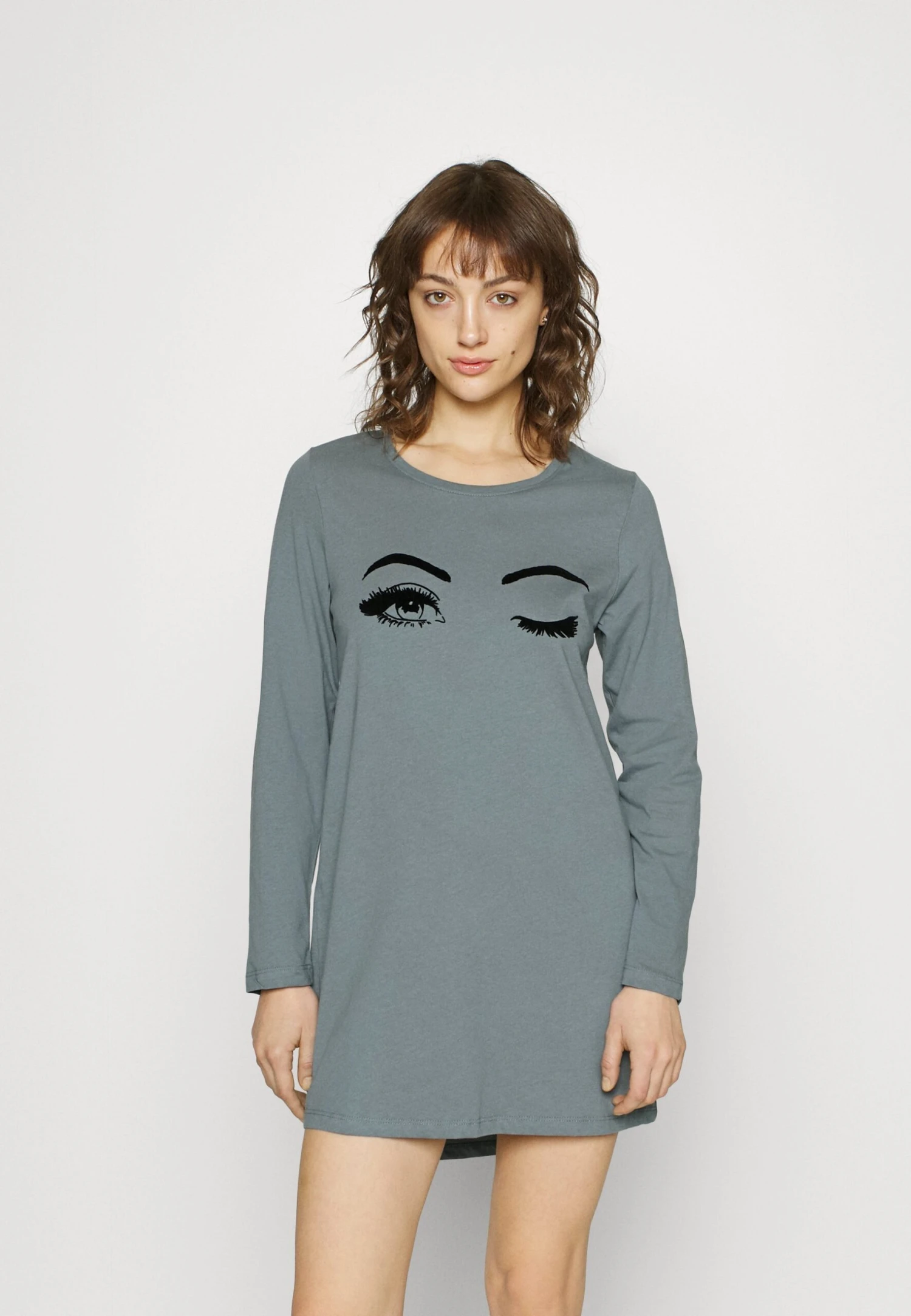 Hunkemöller NIGHTIE R-NECK WINK - Koszula Nocna - Grey 1 Hunkemöller NIGHTIE R-NECK WINK - Koszula Nocna - Grey