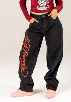 Ed Hardy PANTHER SIREN BOYFRIEND - Jeansy Straight Leg - Washed Black -Fashion Pol b8789c643ec042bab5eb2a7214a40cc6
