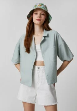 Koton SHORT SLEEVE DETAIL RELAX FIT - Koszula - Green -Fashion Pol c838b10d356b468da36c7970e11891f5