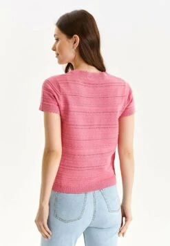 T-shirt Z Nadrukiem - Różowy -Fashion Pol c83b836a5ed14a2598dbd18e6dd4f172