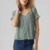 Vero Moda KURZARM GEPUNKTETES - Bluzka - Chinois Green