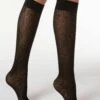 Calzedonia MIT BLUMENMUSTER - Skarpety - Schwarz Black Flowers