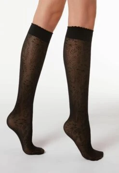 Calzedonia MIT BLUMENMUSTER - Skarpety - Schwarz Black Flowers
