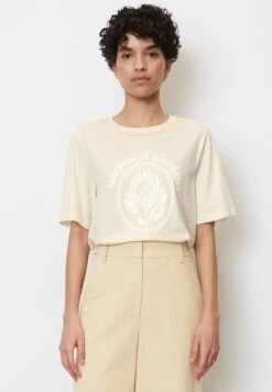 Marc O'Polo GARDEN OF SWEDEN- REGULAR AUS ORGANIC - T-shirt Z Nadrukiem - Chalky Sand