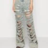 Jaded London EXTREME SLASHED LOW RISE - Jeansy Bootcut - Blue