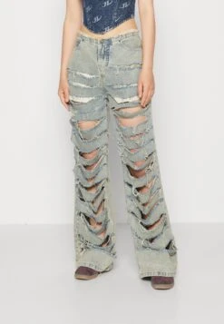 Jaded London EXTREME SLASHED LOW RISE - Jeansy Bootcut - Blue
