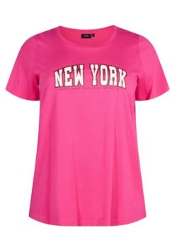 Zizzi MIT PRINT-DETAIL - T-shirt Z Nadrukiem - Beetroot Purple New -Fashion Pol d58cd156ed6a4bd3ac721c84ebd98bed