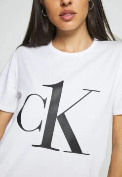 CALVIN KLEIN UNDERWEAR CREW NECK - Koszulka Do Spania - White/black -Fashion Pol d886b02a95044bdbb67ea746f878a936