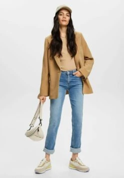 ESPRIT HIGH RISE - Jeansy Slim Fit - Blue Light Washed -Fashion Pol d8dcf015b5c042bca543b4c0b1573043