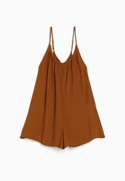 BERSHKA STRAPPY FLOWING WITH BACK TIE - Kombinezon - Dark Brown -Fashion Pol d93efdc19442471b8cfe2eebe173c8f5